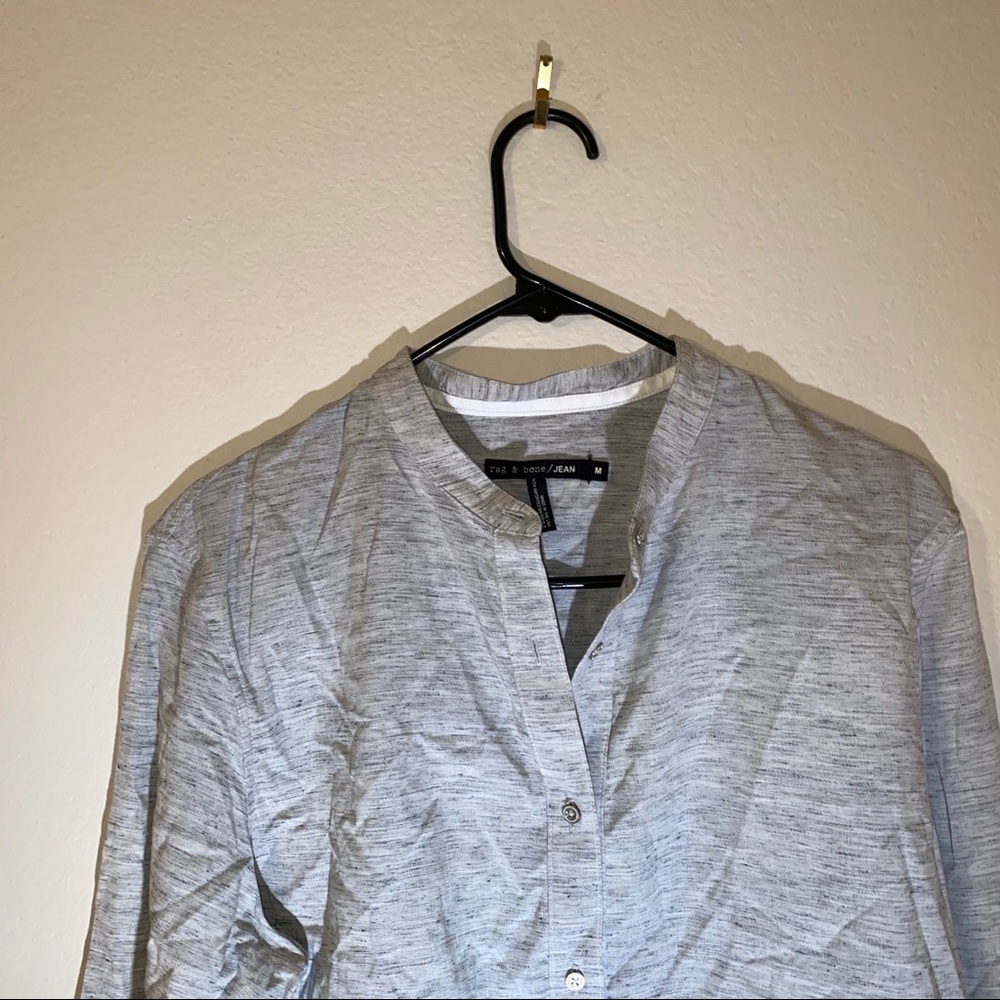 NO OFFERS RAG & BONE heathered gray Leeds button up top - Picture 4 of 9